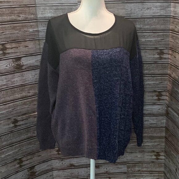 URBAN RENEWAL Color Block Wool Sweater with Sheer Inserts - Picture 3 of 4